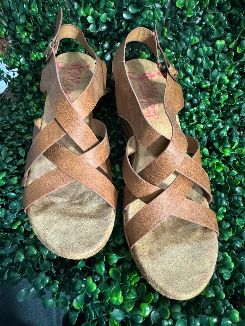 Jellypop Brown Strappy Wedge Sandal